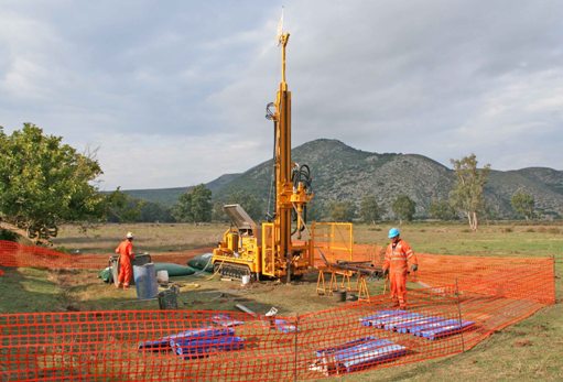 Fig.4: Fugro’s drilling rig on location at the southern Livadi Marsh, early October 2010.